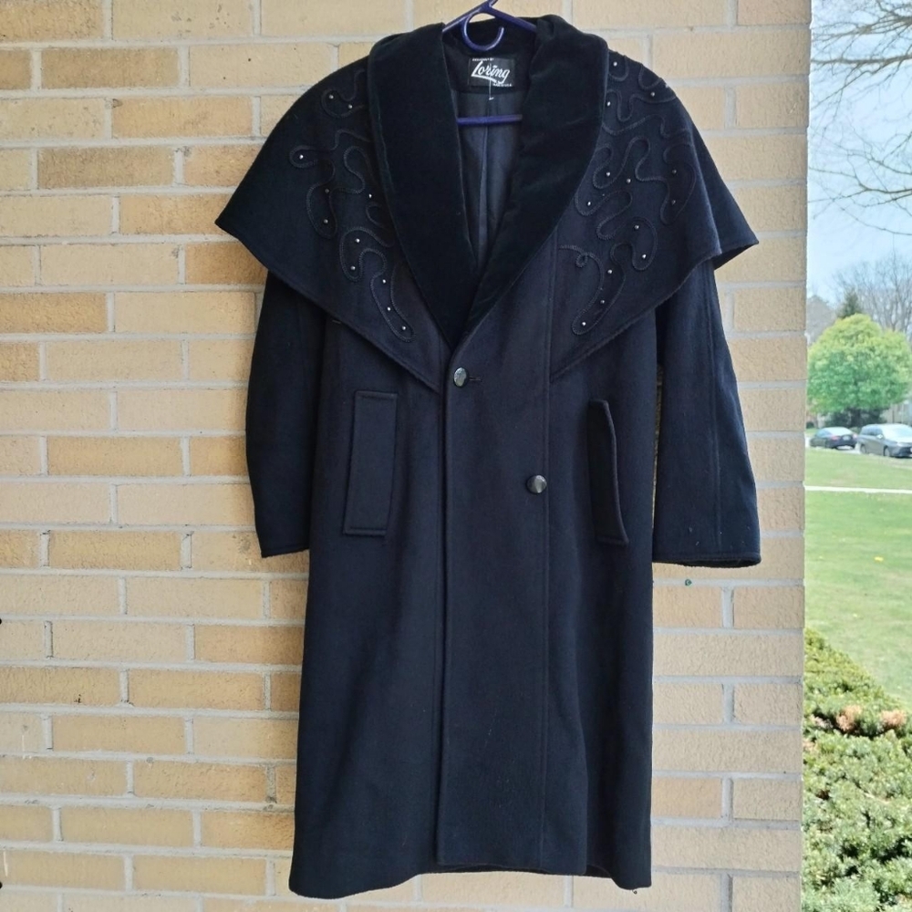Forstmann Caplet Beaded Victorian Wool Jacket Womens Size S Black Vintage
